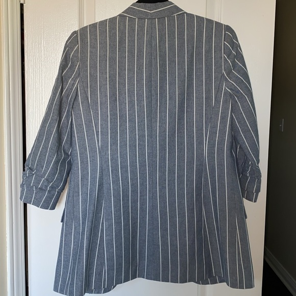 Open front cotton boyfriend blazer - Picture 2 of 6